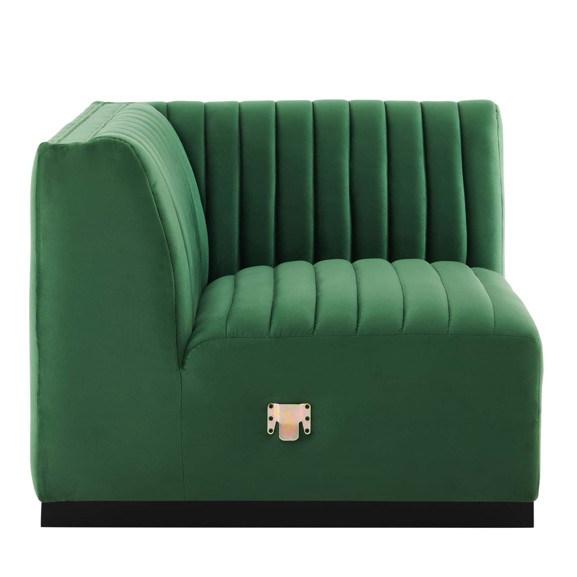 Modway Conjure Modern Channel Tufted Velvet Right Corner Chair In Green
